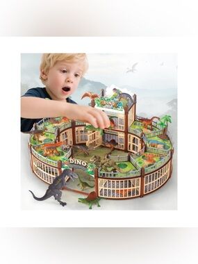 Dinosaur Playground Toy Set 215PCS – 18 Realistic Dinosaurs, Interactive Play